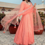 Peach Georgette Anarkali Set