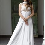 White Georgette Long Dress Set