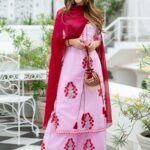 Pink Cotton Printed Straight Kurta and Palazzo Set
