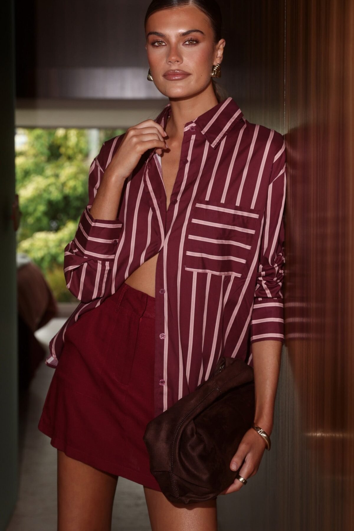 Nina Button Up Shirt - Merlow Stripe