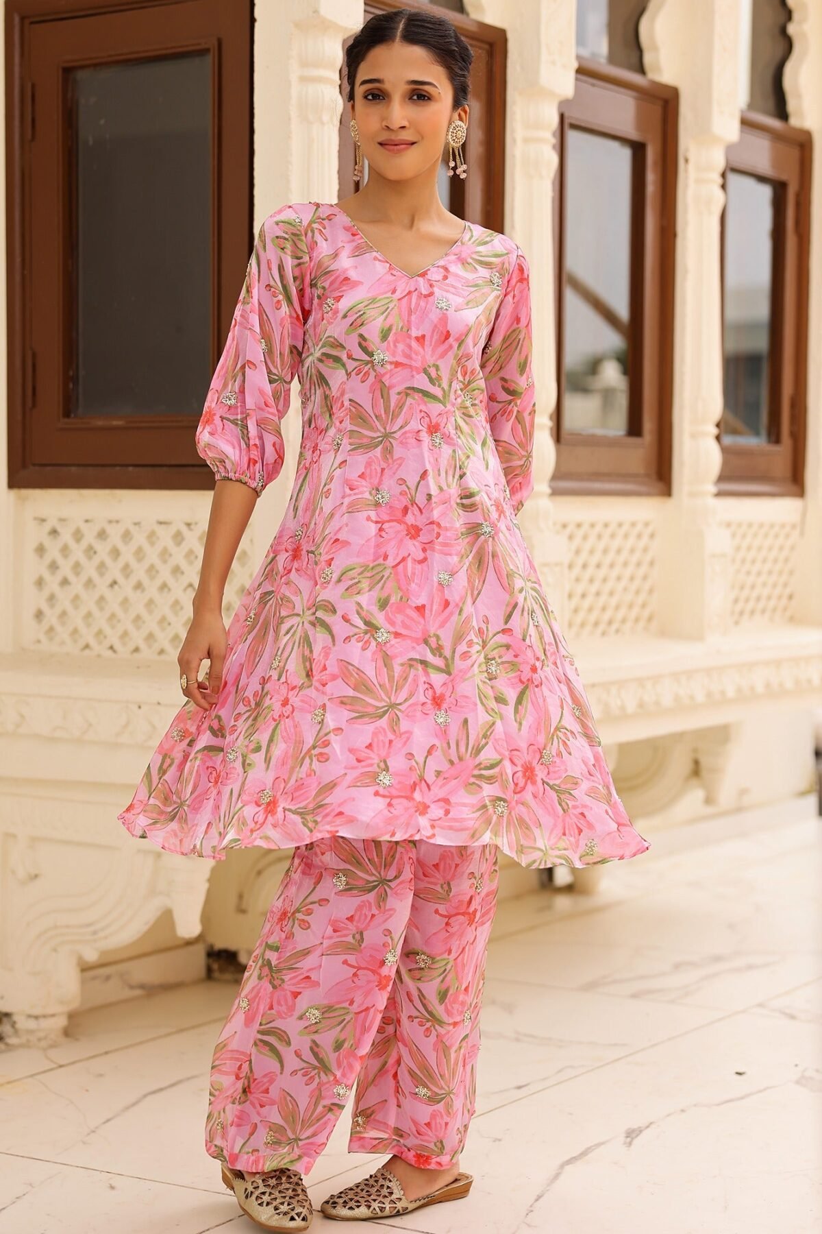 Pink Printed Kurta Set