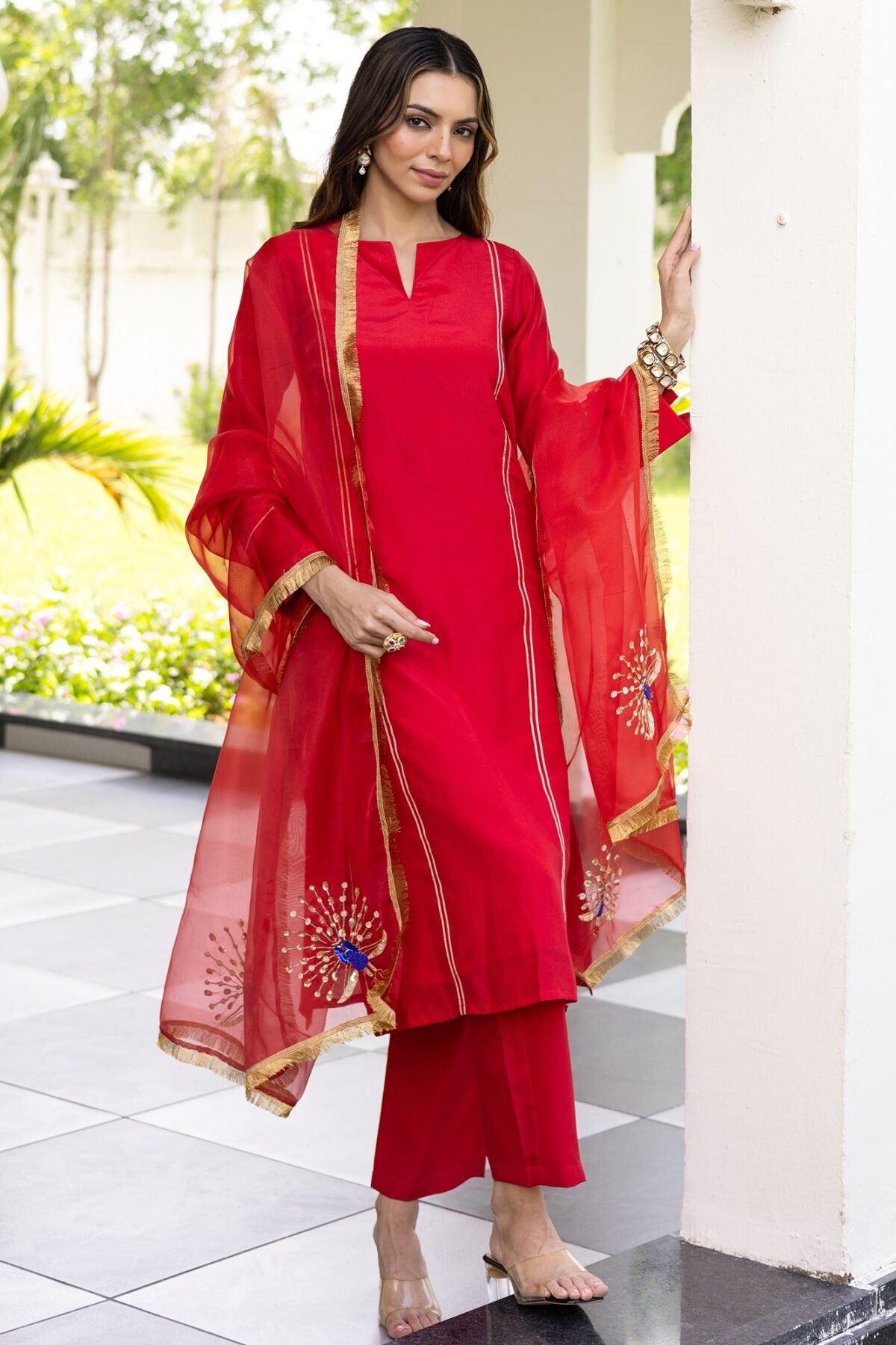 Peacock Red Kurta Set