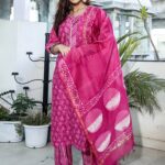 Pink Chanderi Suit Set