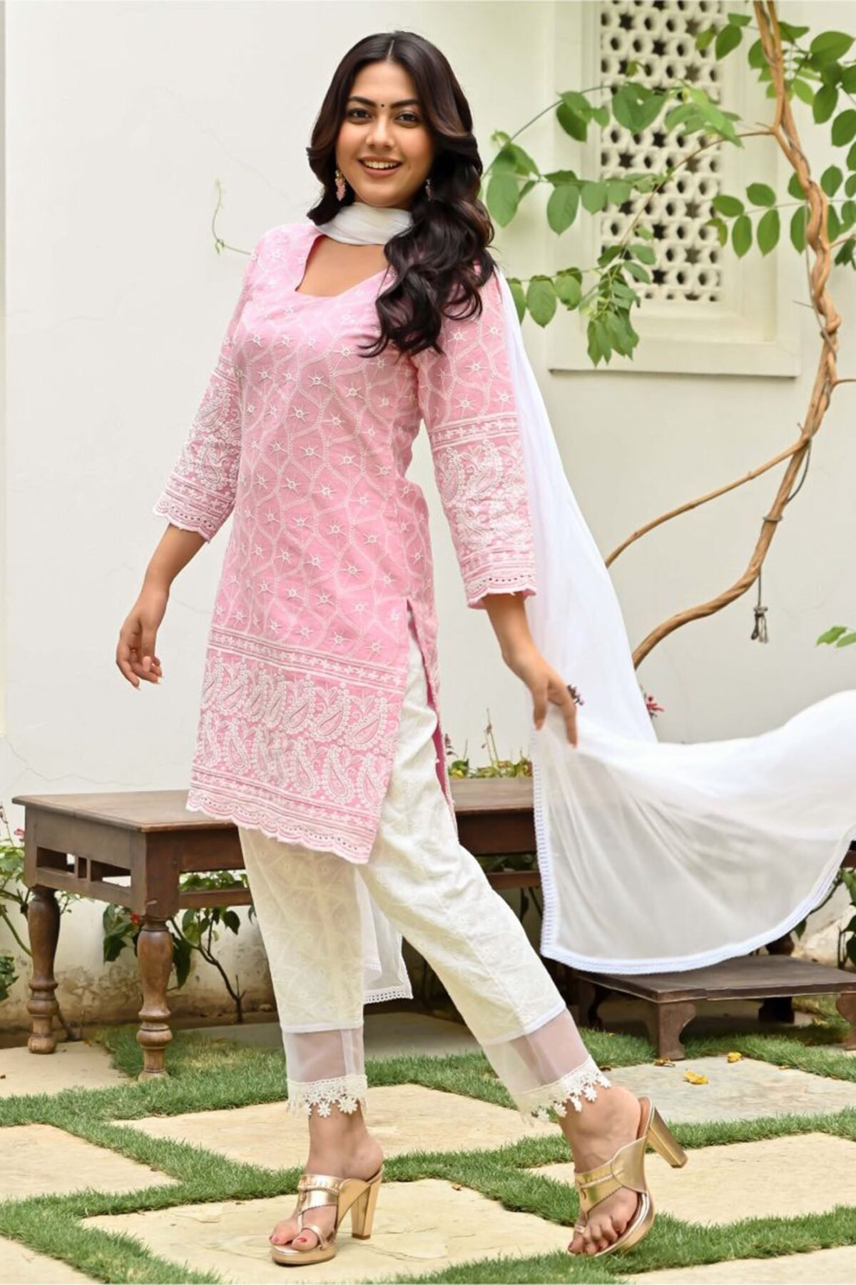Pink Embroidered Kurta Set
