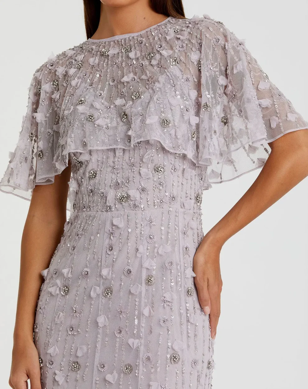 Purple Embellished Trumpet Gown