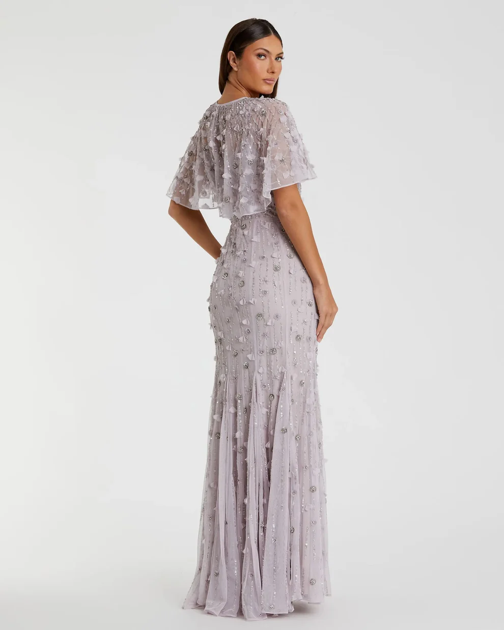 Purple Embellished Trumpet Gown