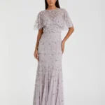 Purple Embellished Trumpet Gown
