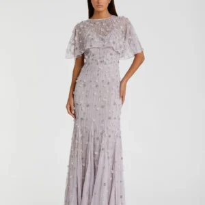 Purple Embellished Trumpet Gown