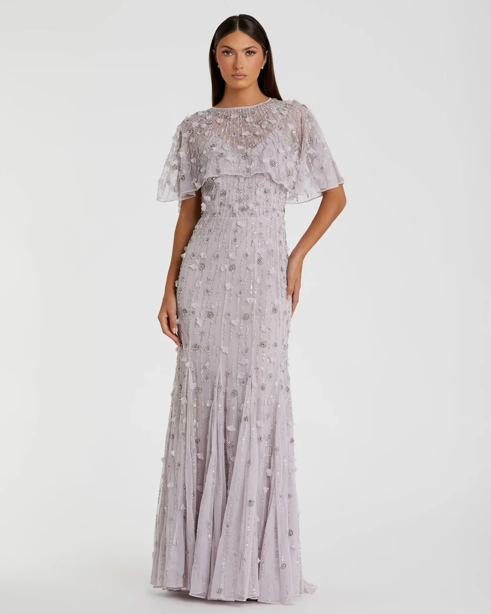 Purple Embellished Trumpet Gown