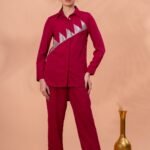 Elegant pink Geometric Work Two-Piece Set