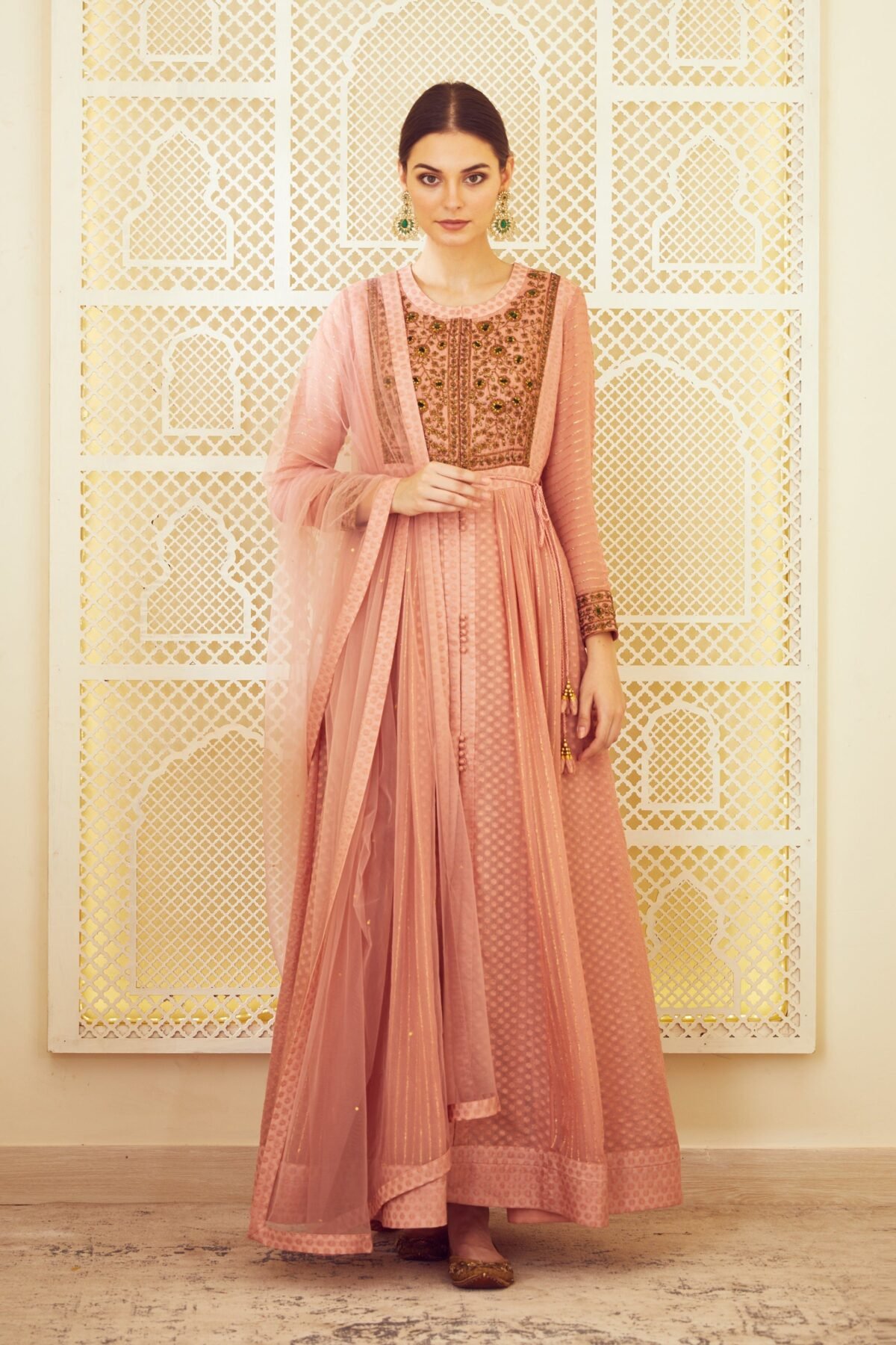 Old Rose Pink Anarkali Set