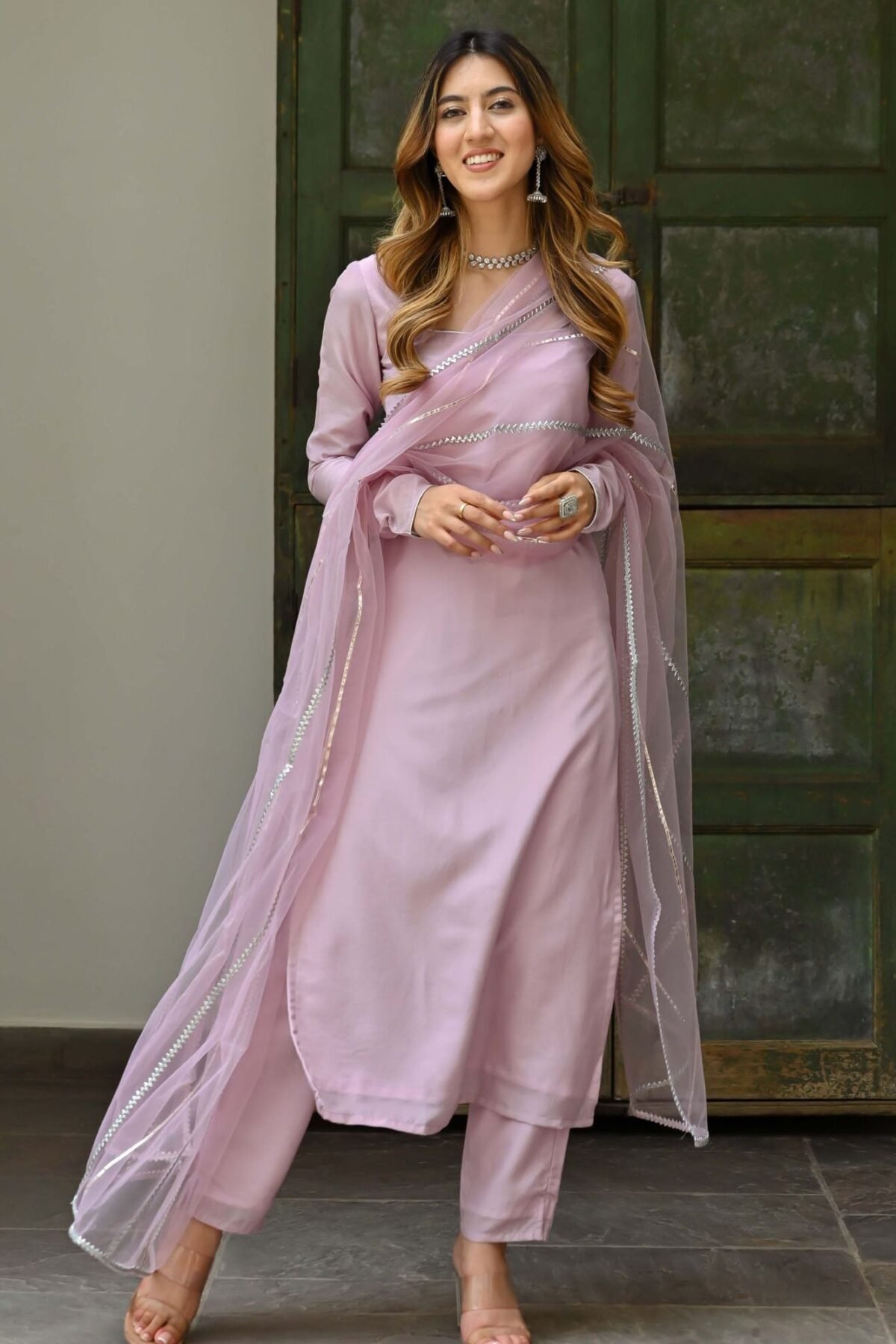 Lilac Silk Kurta Set