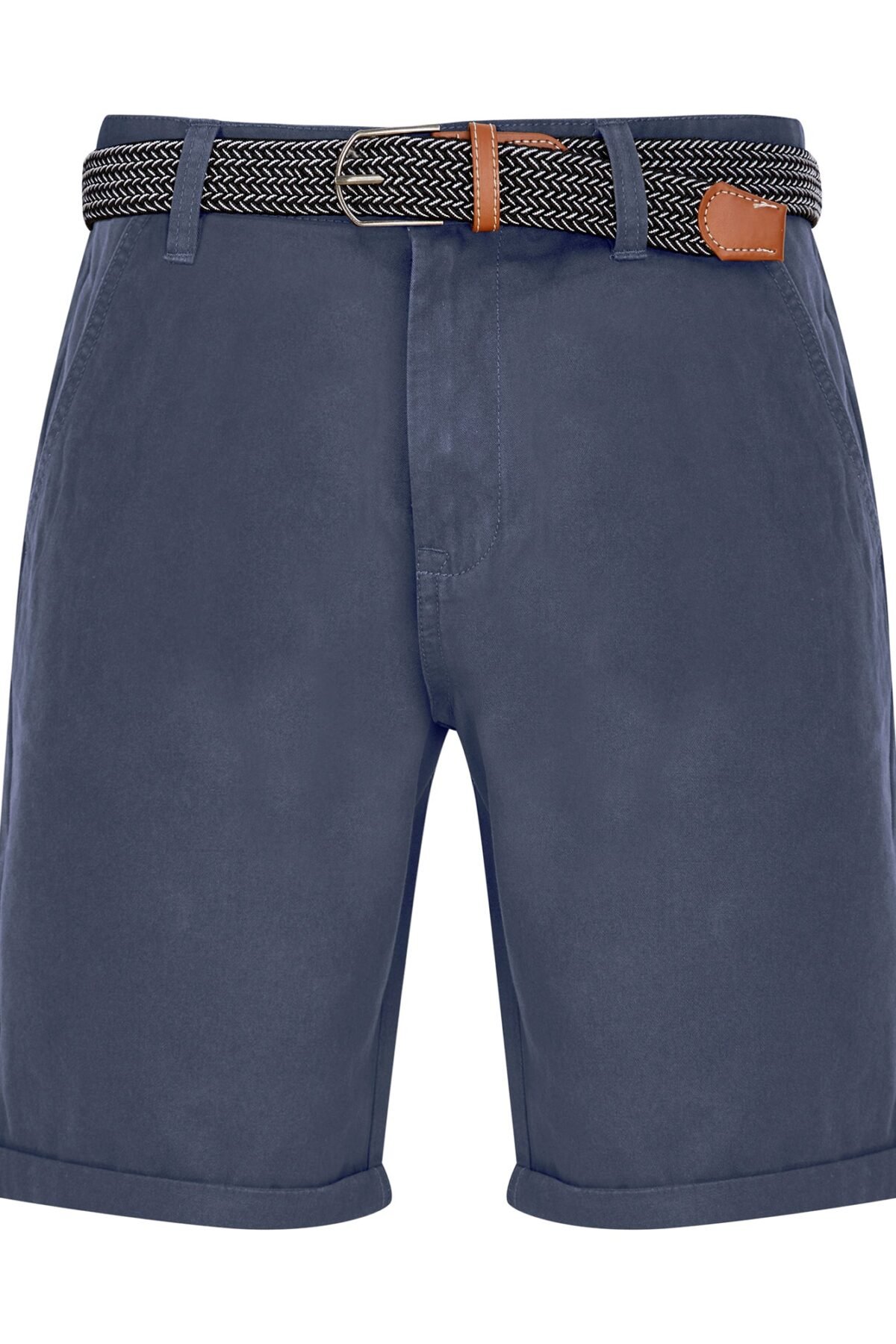 Sheringham Cotton Twill Chino Shorts With Woven Belt in Powder Blue