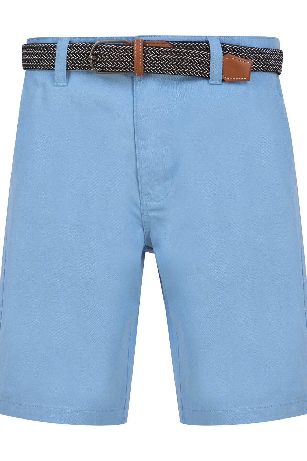 Gustavo Cotton Twill Chino Shorts with Woven Belt in Frozen Fjord