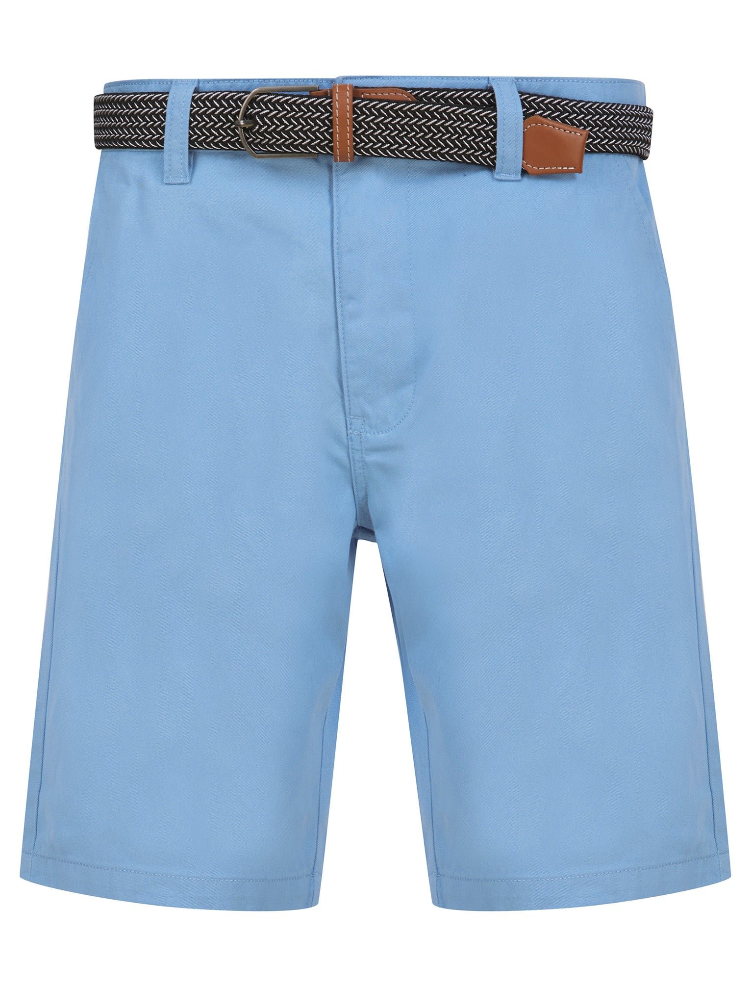 Gustavo Cotton Twill Chino Shorts with Woven Belt in Frozen Fjord