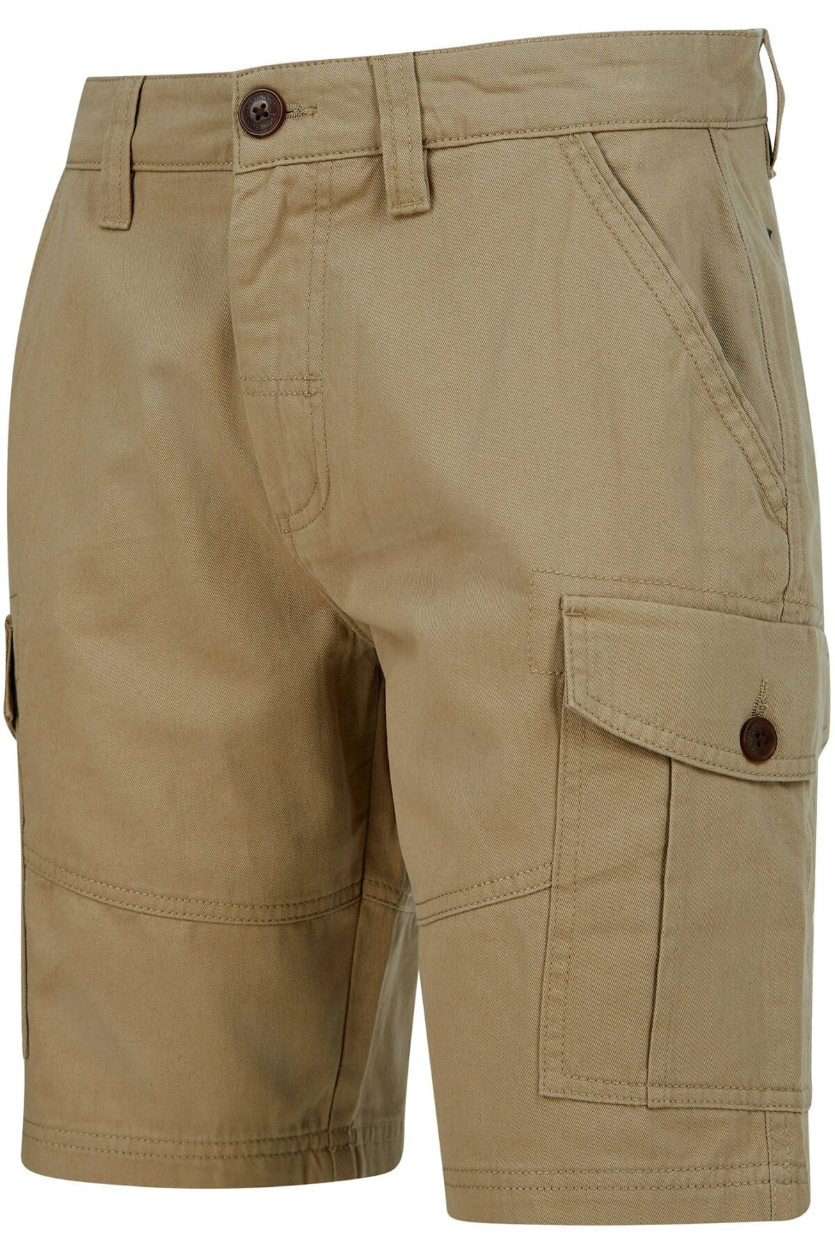 Marini Cotton Twill Cargo Shorts in Stone