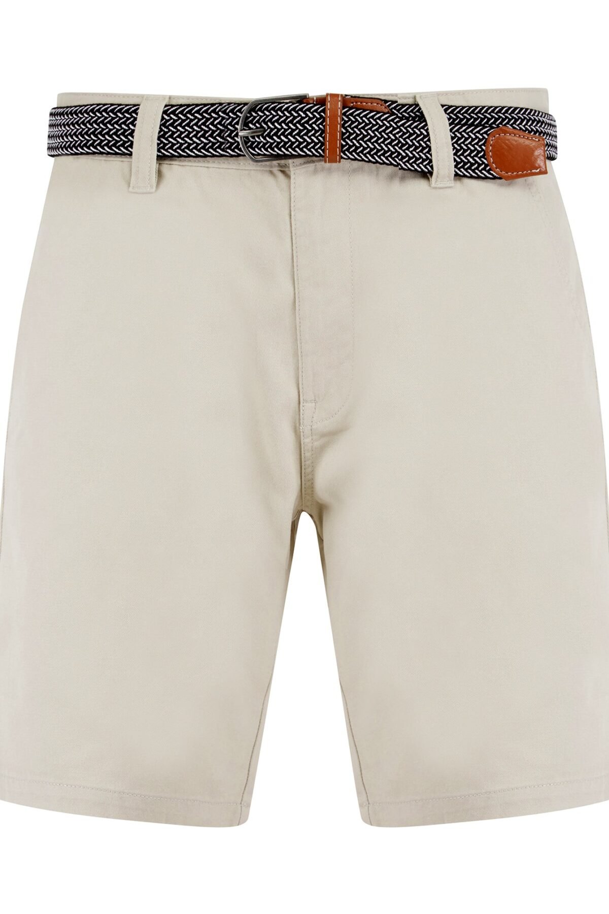 Gustavo Cotton Twill Chino Shorts with Woven Belt in Moonstruck