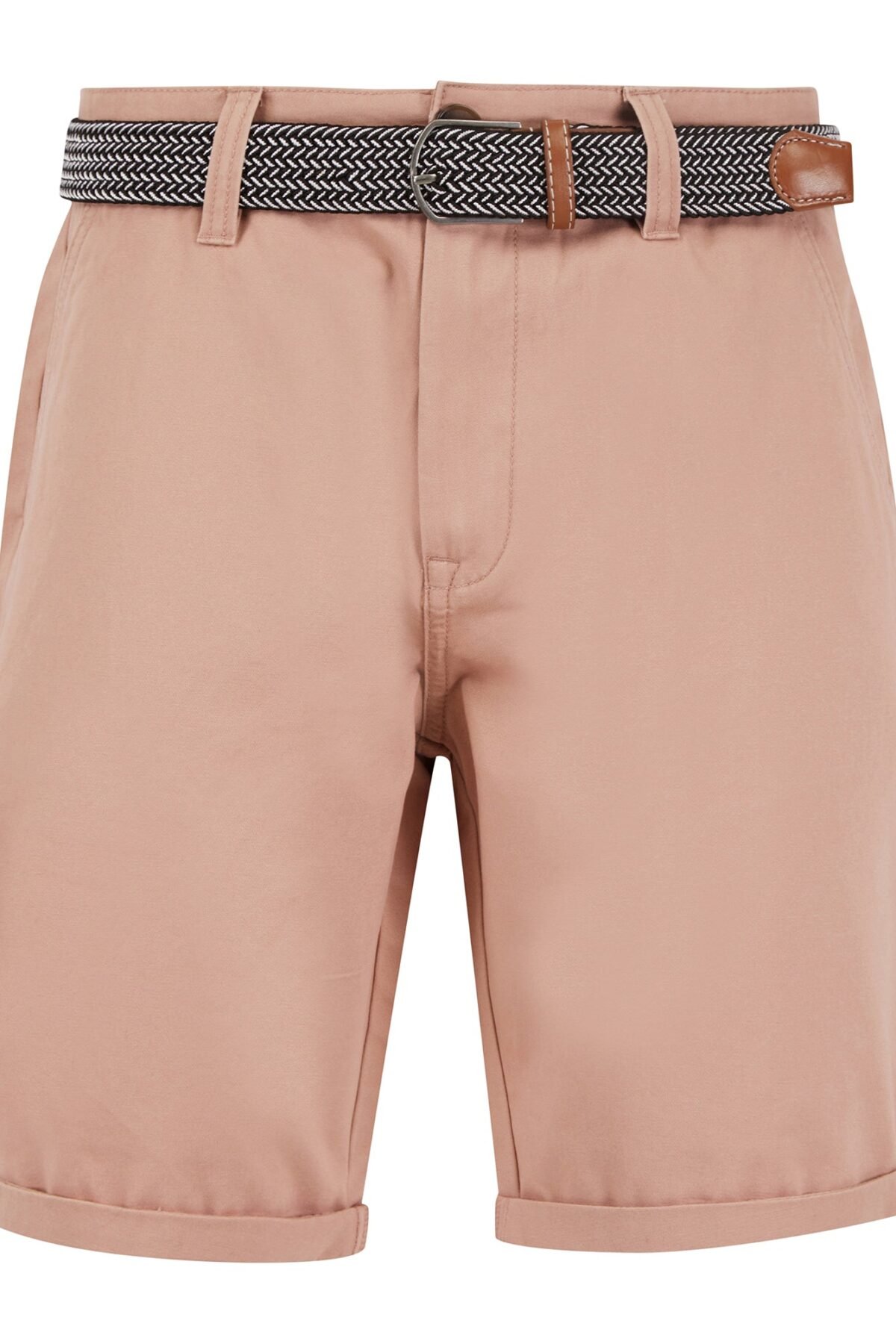 Sheringham Cotton Twill Chino Shorts With Woven Belt in Pink