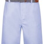 Armando 2 Cotton Chino Shorts with Woven Belt in Blue Oxford