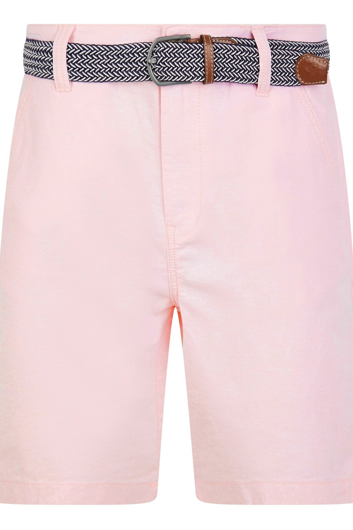 Armando 2 Cotton Chino Shorts with Woven Belt in Blushing Rose