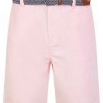 Armando 2 Cotton Chino Shorts with Woven Belt in Blushing Rose