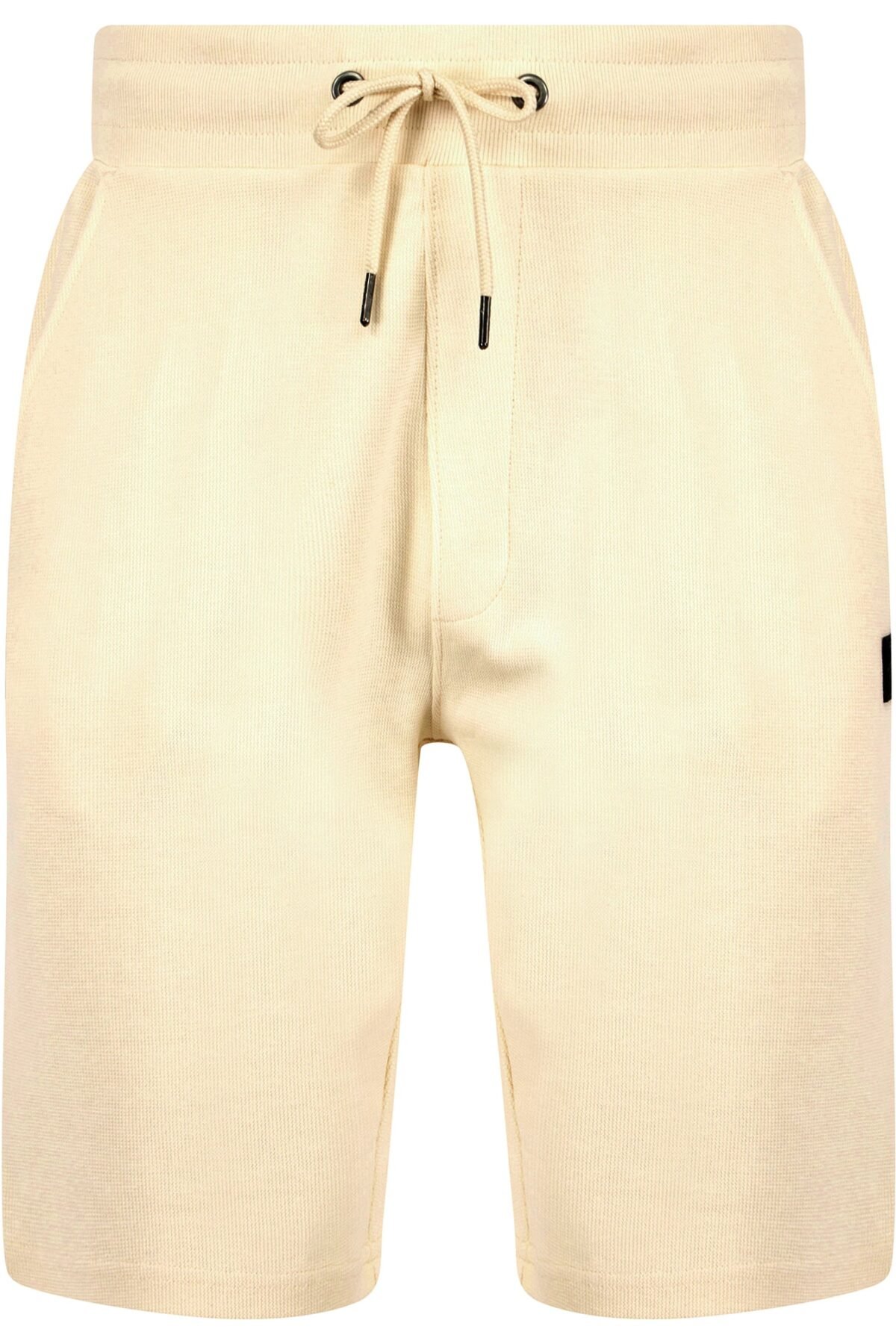 Tarot Motif Brushback Fleece Jogger Shorts in Pristine Cream