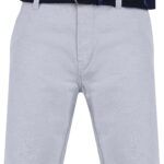 Armando Cotton Chino Shorts with Woven Belt in Pearl Blue