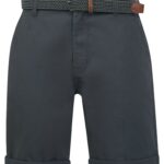 Forio Cotton Twill Chino Shorts with Woven Belt in Charcoal