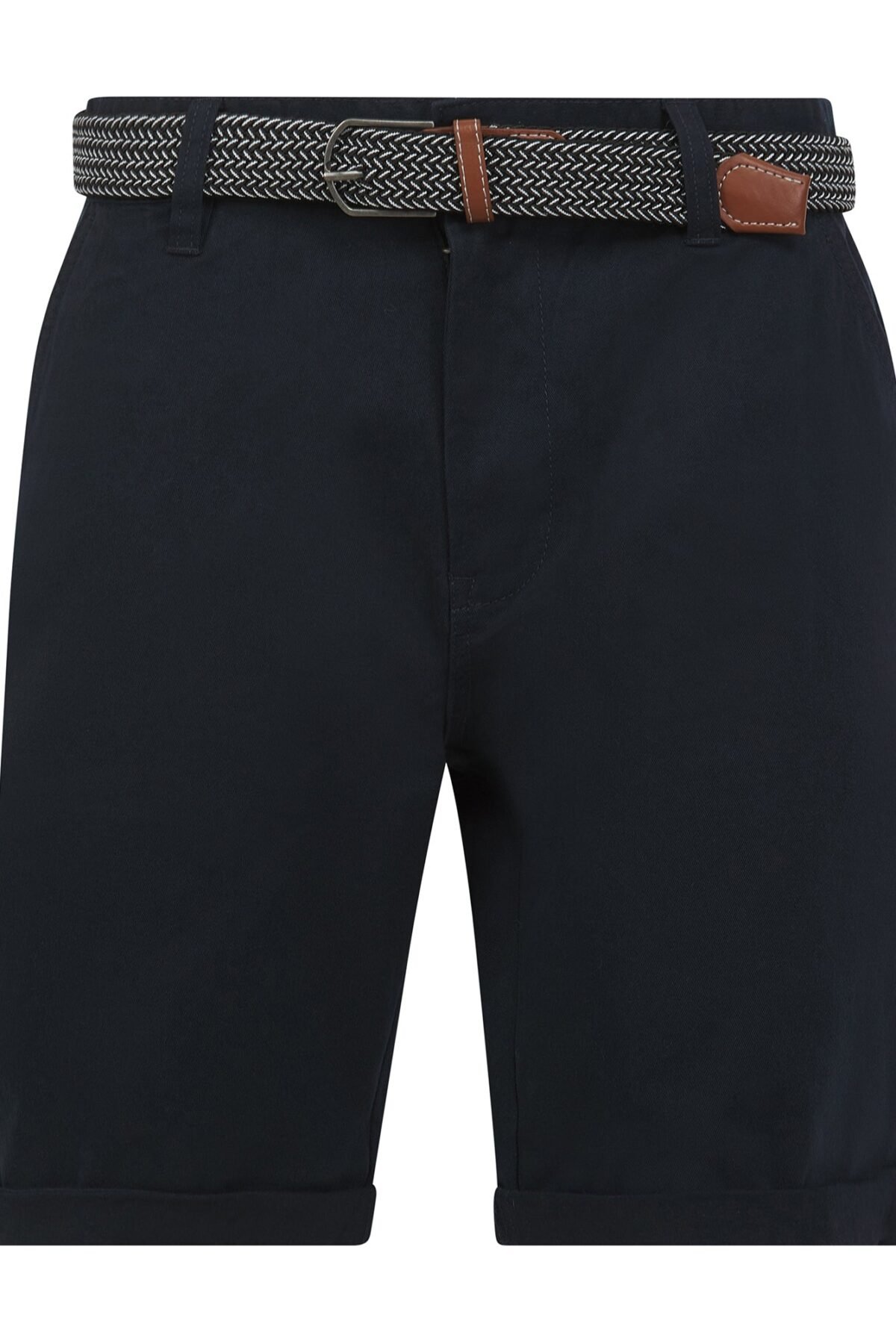 Forio Cotton Twill Chino Shorts with Woven Belt in Sky Captain Navy
