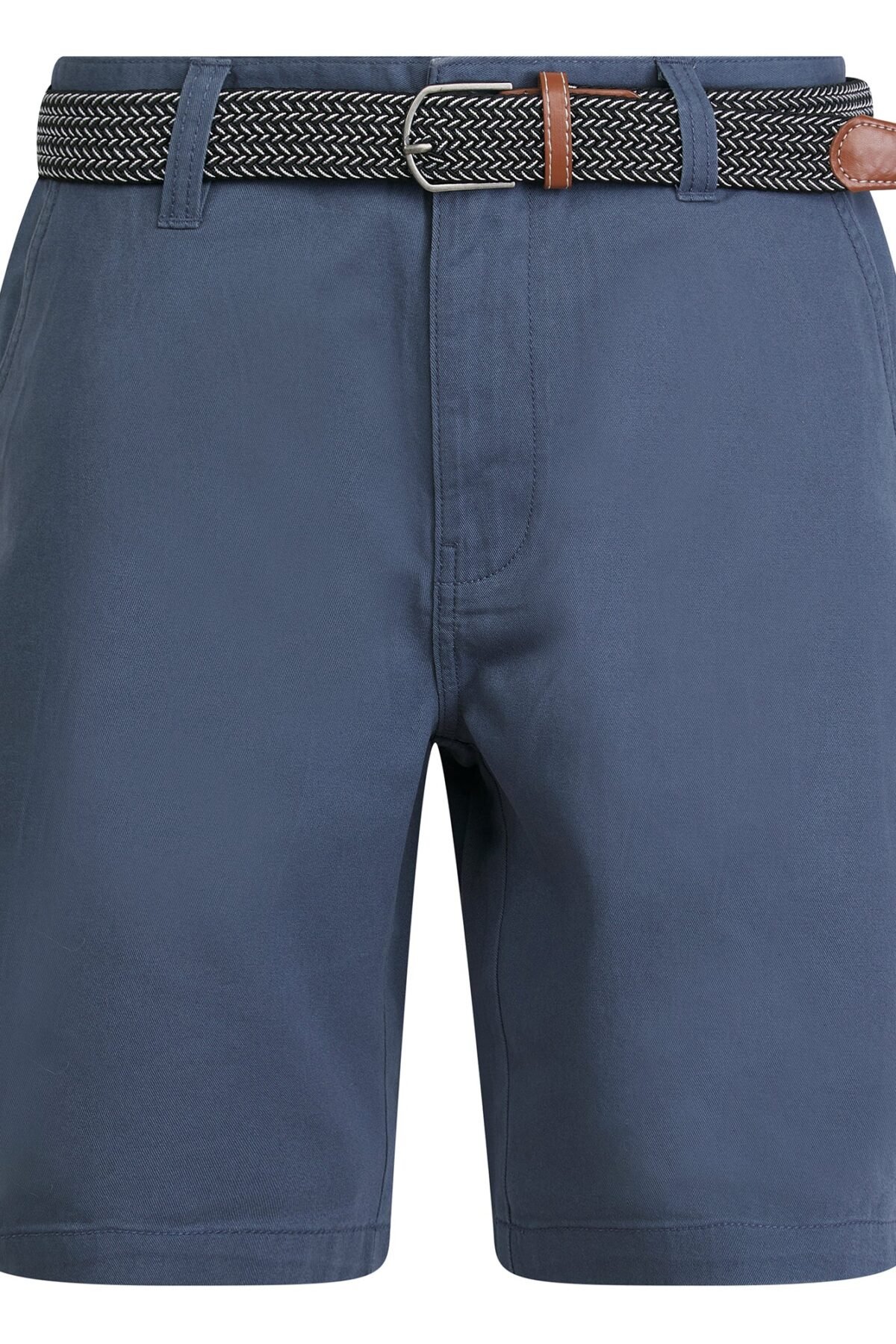Gustavo Cotton Twill Chino Shorts with Woven Belt in Powder Blue