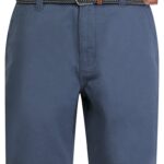 Gustavo Cotton Twill Chino Shorts with Woven Belt in Powder Blue