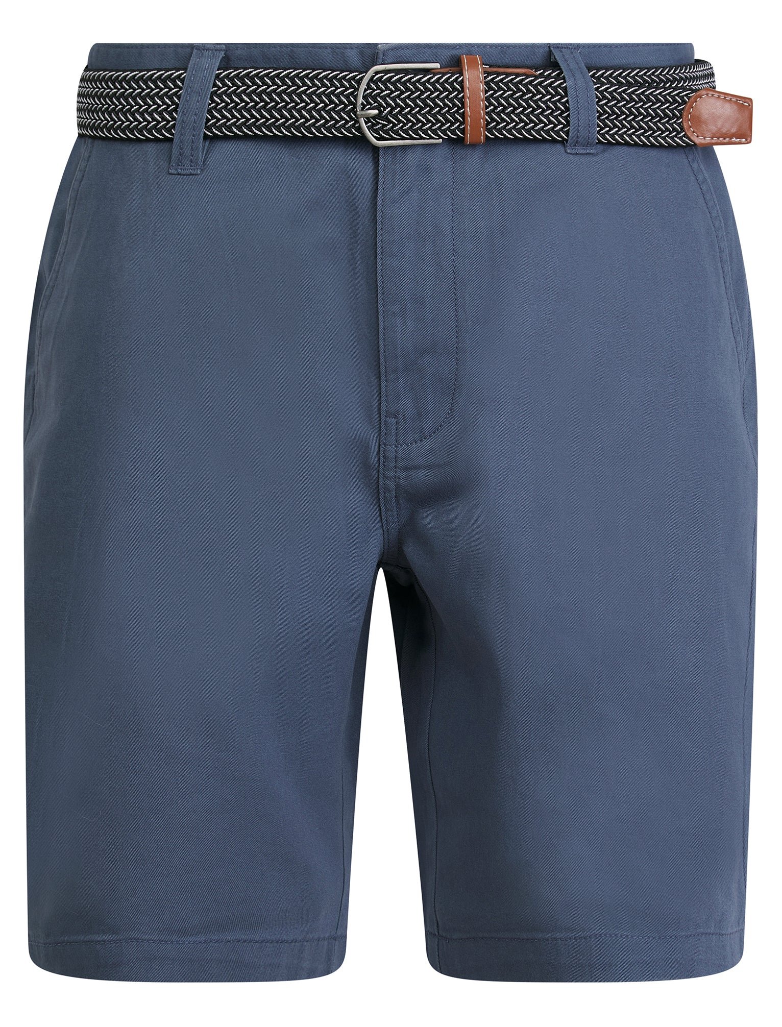 Gustavo Cotton Twill Chino Shorts with Woven Belt in Powder Blue
