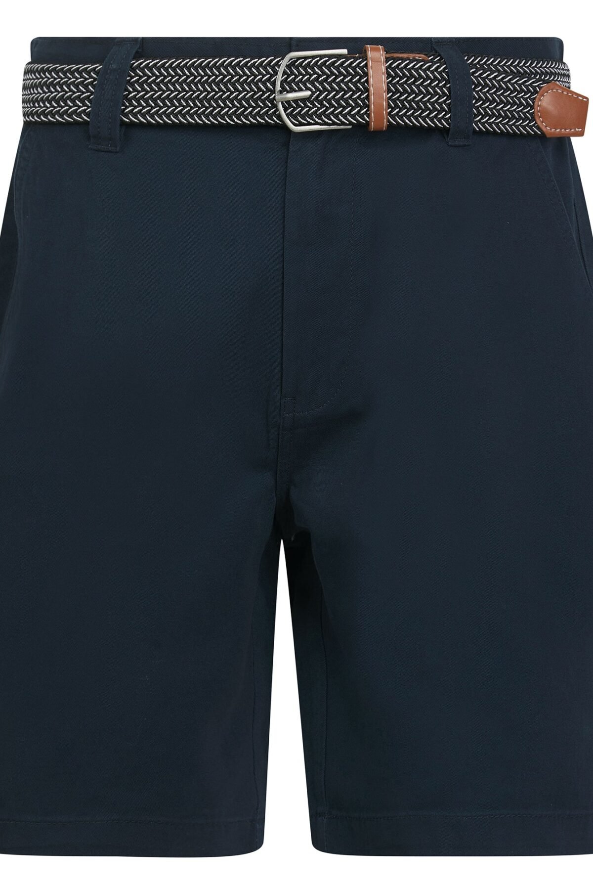 Mulligan Cotton Twill Chino Shorts with Woven Belt in Sky Captain Navy