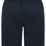 Fabrizio Elastic Tie Waist Linen Cotton Blend Chino Shorts in Sky Captain Navy