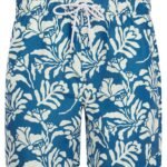 Taman Tropical Print Microfibre Swim Shorts with Mesh Lining in Copen Blue