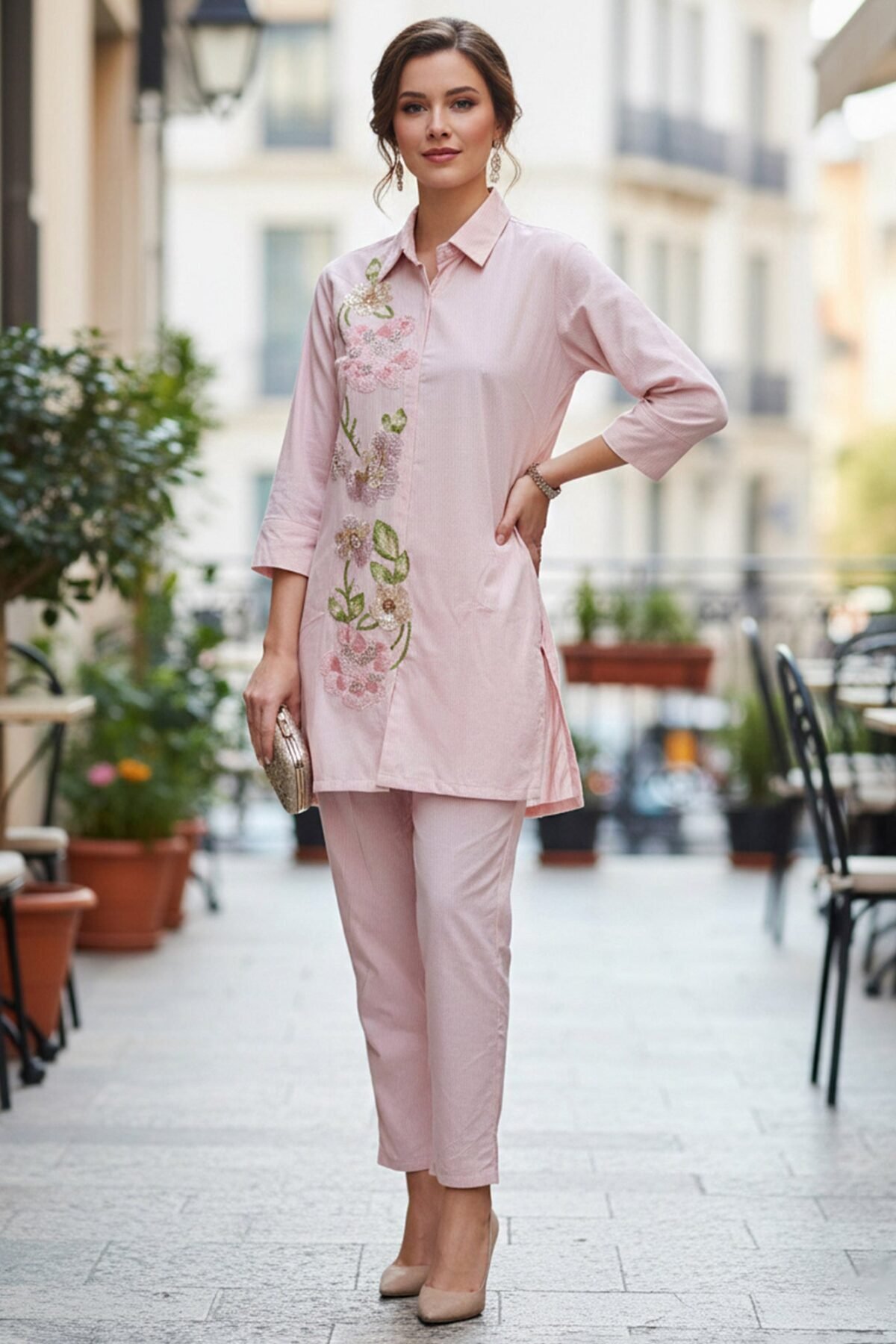 Elegant Pink Kurta & Trousers Set for Women ? Coatrise Fabric