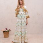 Women?s Cream Viscose Embroidered Maxi Dress