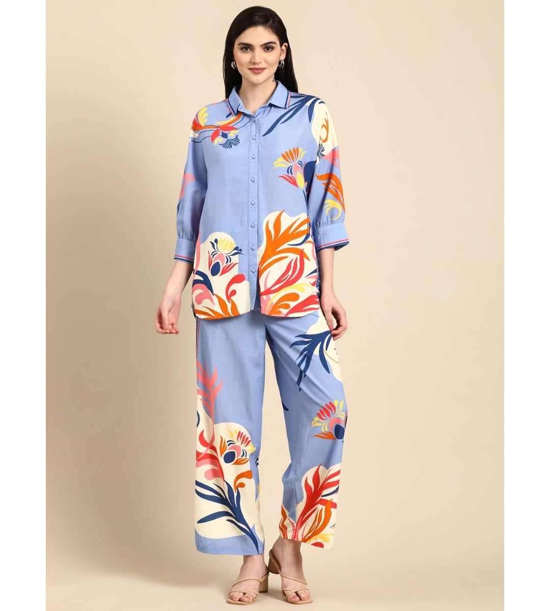 Blue Floral Print Co-ord Set