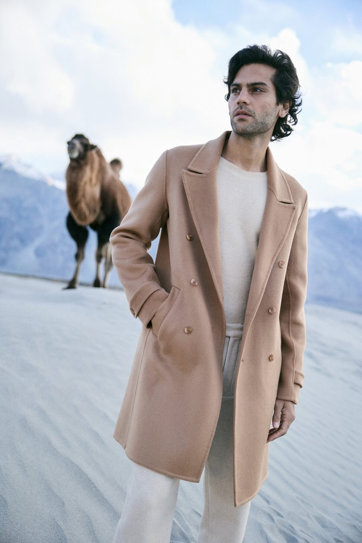 Cashmere-Silk-Merino Blend Long Coat  and Merino Wool Blend Tapered Trousers