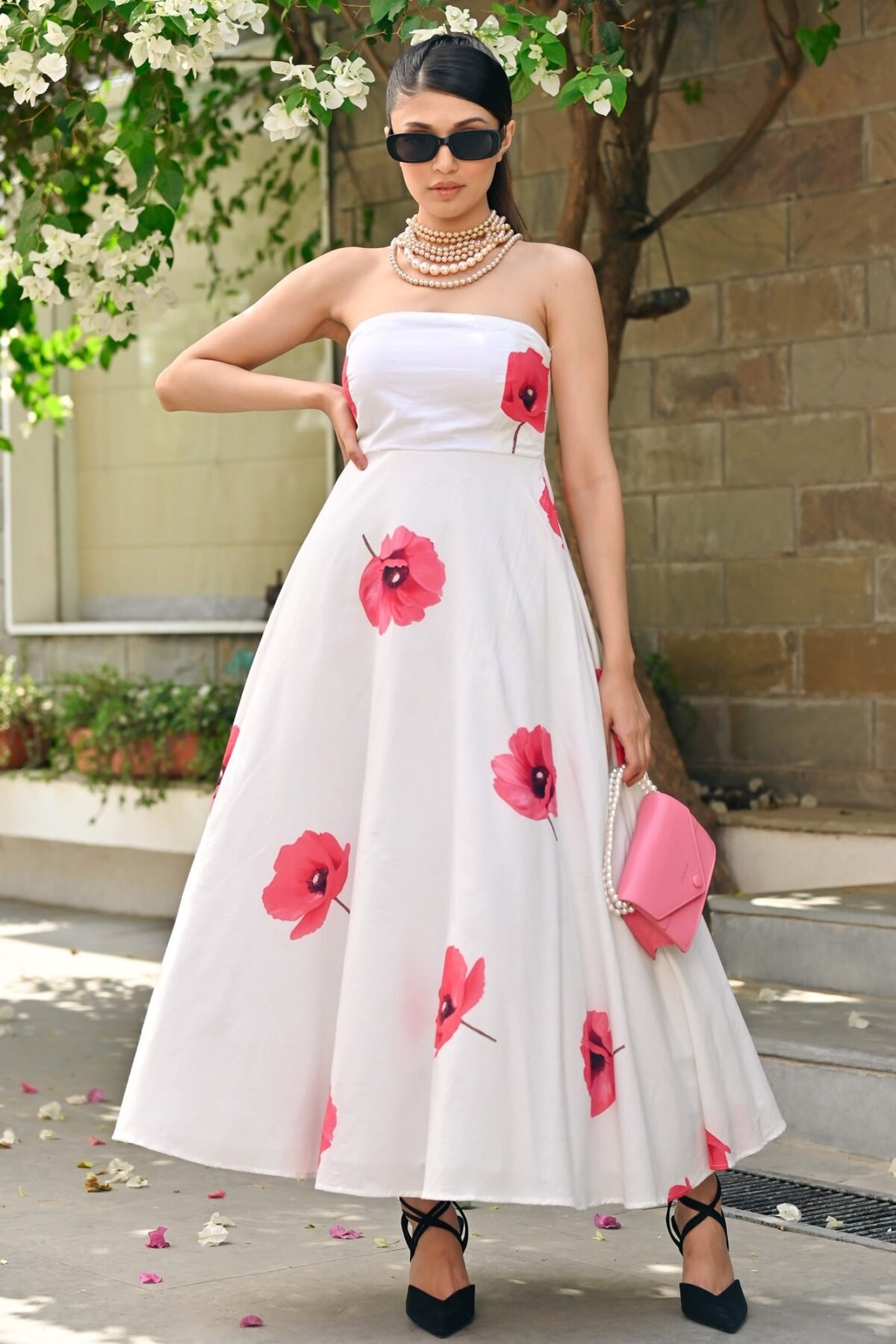 White Floral Tube Dress
