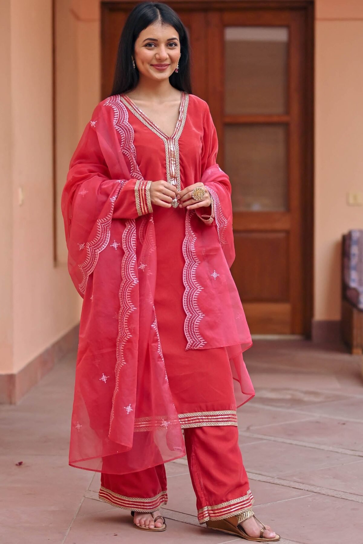 Brown Velvet Kurta Set
