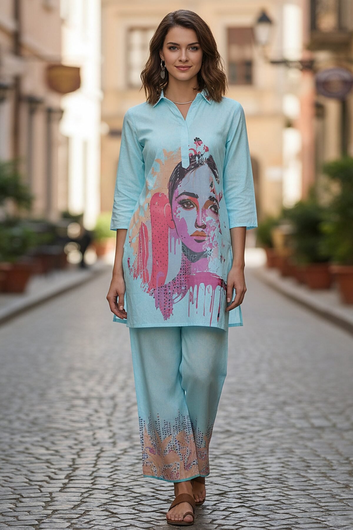 Breezy Blue Cotton Co-ord Set
