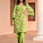 Green Velvet Kurta Dhoti Set