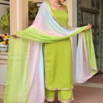 Parrot Green Chiffon Kurta Set