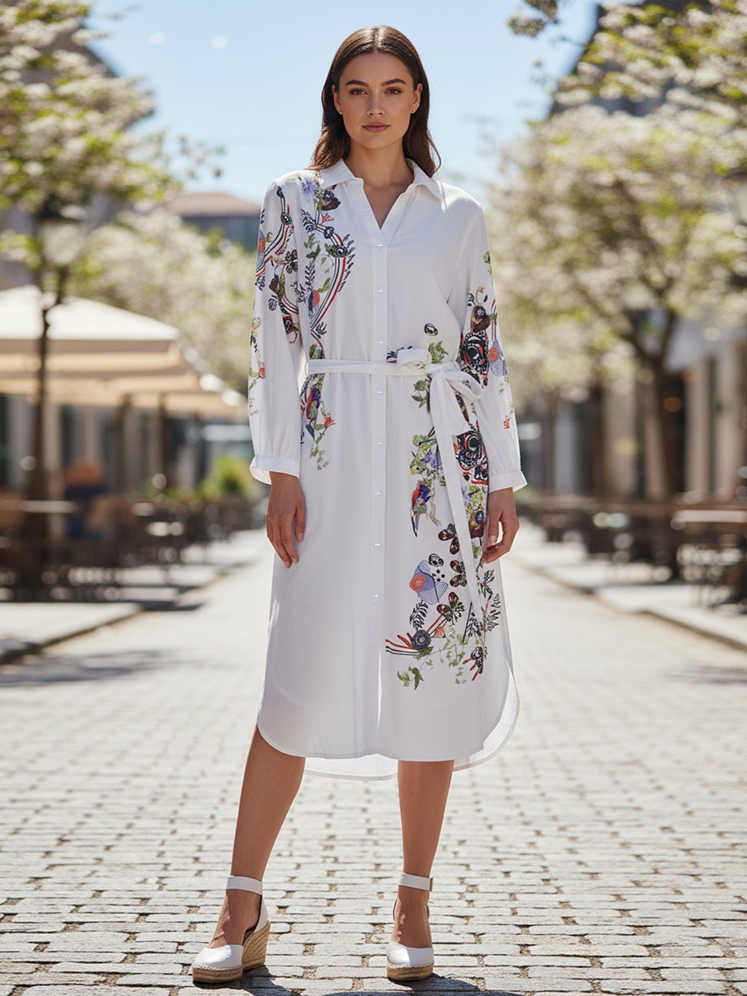 Lily White Embroidered Mini Shirt Dress