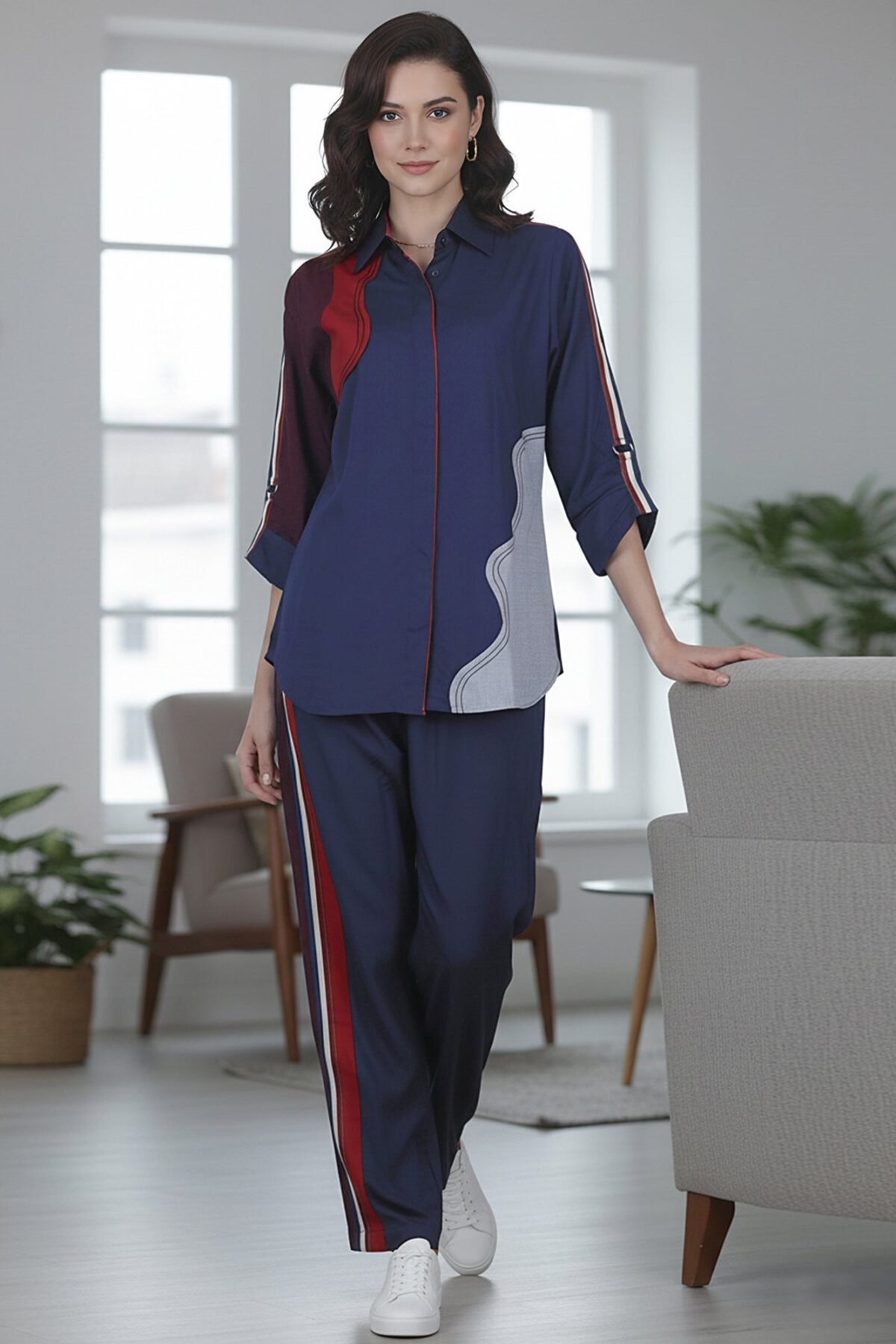 Women?s Embroidered  Co-ord Set with Half Sleeves