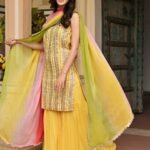 Yellow Pure Chiffon Sharara Set