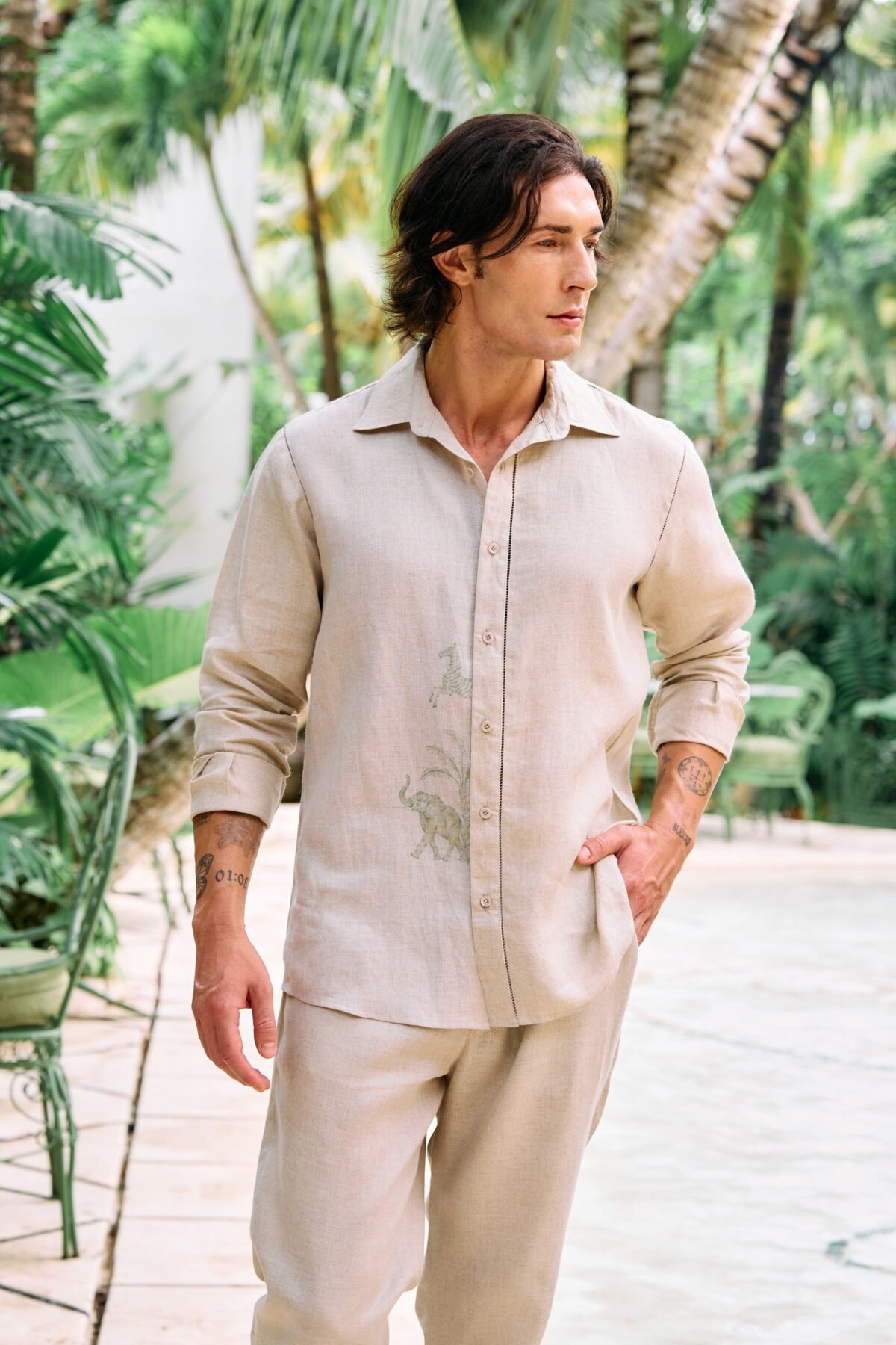 The Horizon Peeking Print Shirt  and The Steady Form Pants