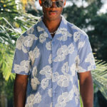Kantun Luxury Embroidery Floral Shirt in Blue