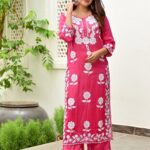 Pink Modal Embroidery Kurta Set